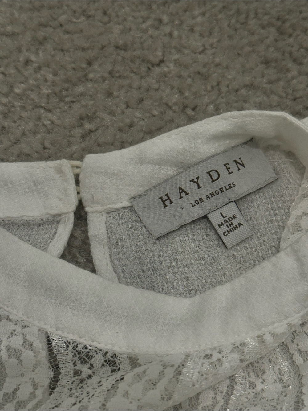 Hayden Los Angeles Lace Ruffle Sleeve Top in White Size Large - Picture 4 of 7